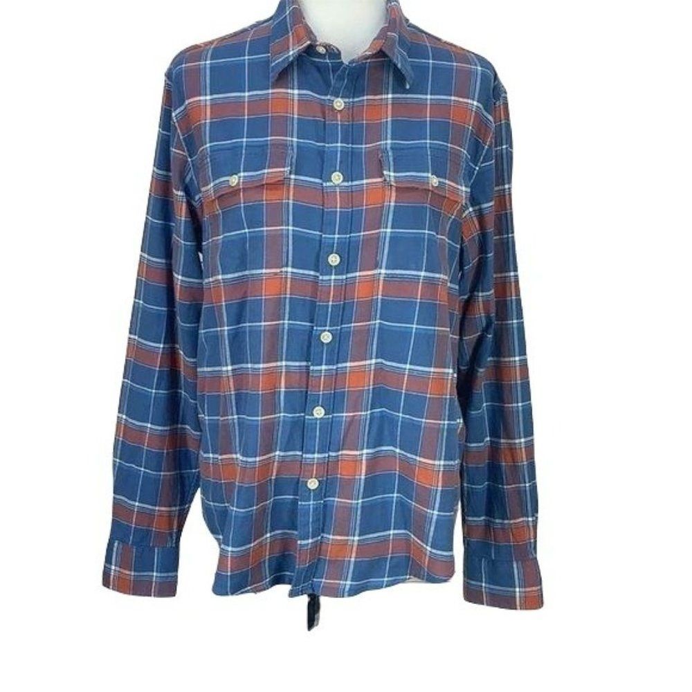 Lucky Brand Men's Blue Plaid Long Sleeve Button Down Shirt Size Medium‎